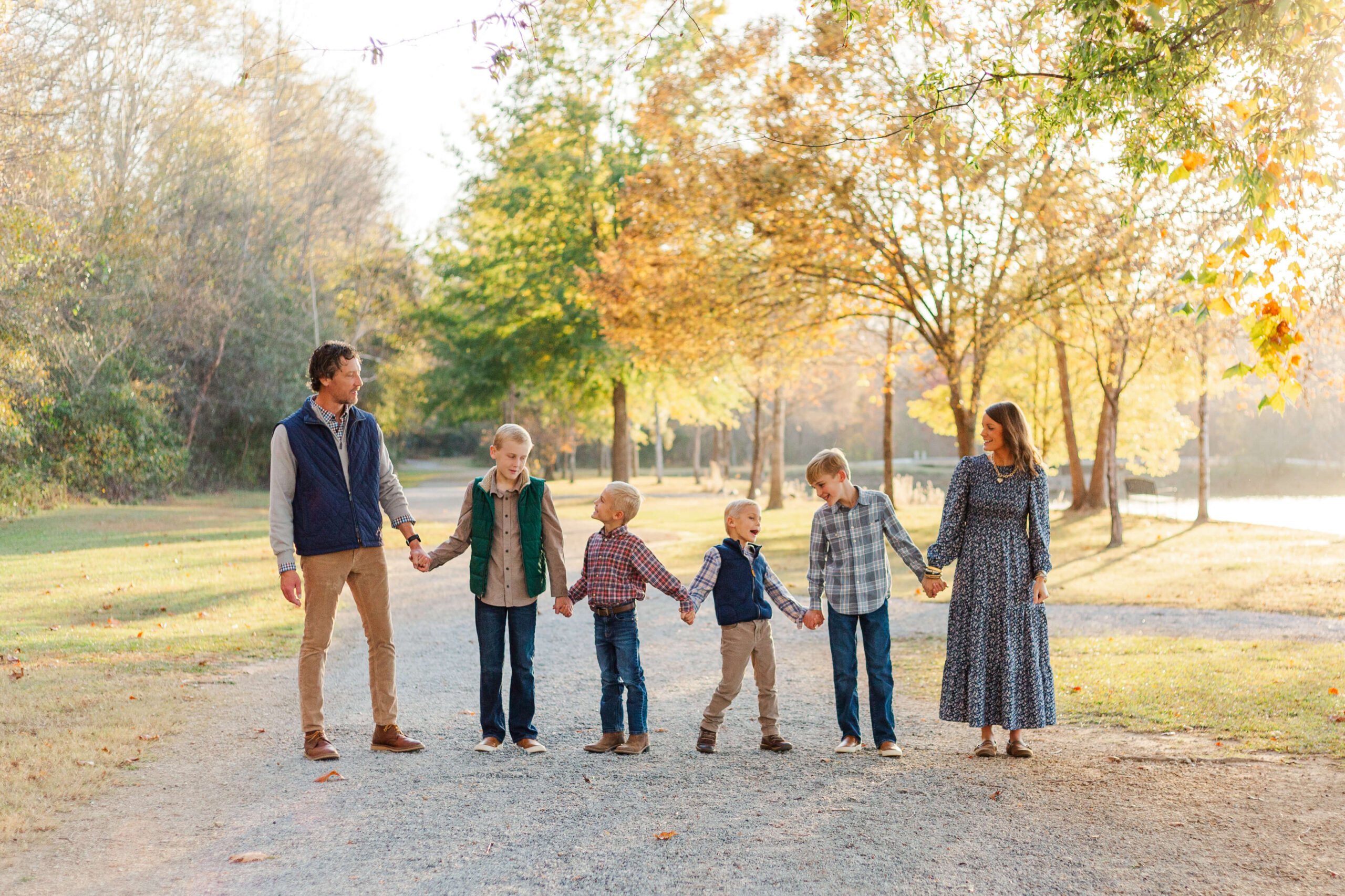 Family of six during a fall family photography session in Clemson SC